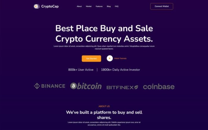 CryptoCap - Template Halaman Arahan Mata Uang Kripto