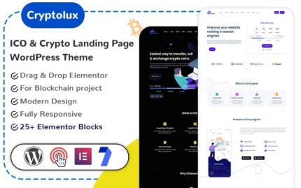 Cryptolux - ICO & Crypto Landing Page WordPress Theme