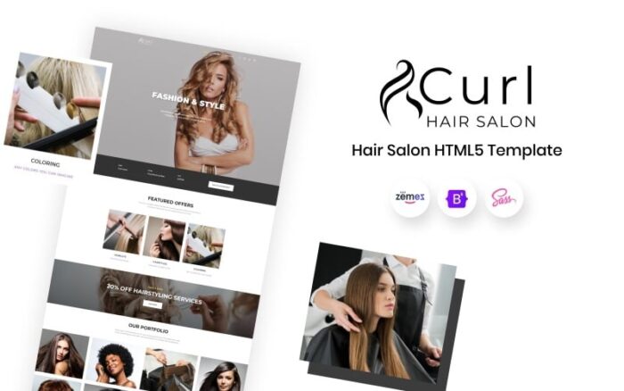 Curl - Template Halaman Arahan HTML Elegan untuk Salon Rambut