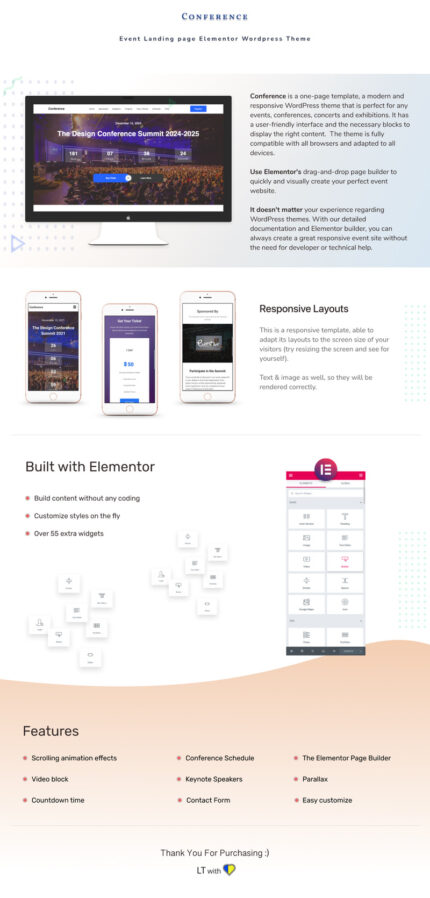 Konferensi - Halaman Landing Acara Tema Wordpress Elementor - Fitur Gambar 1