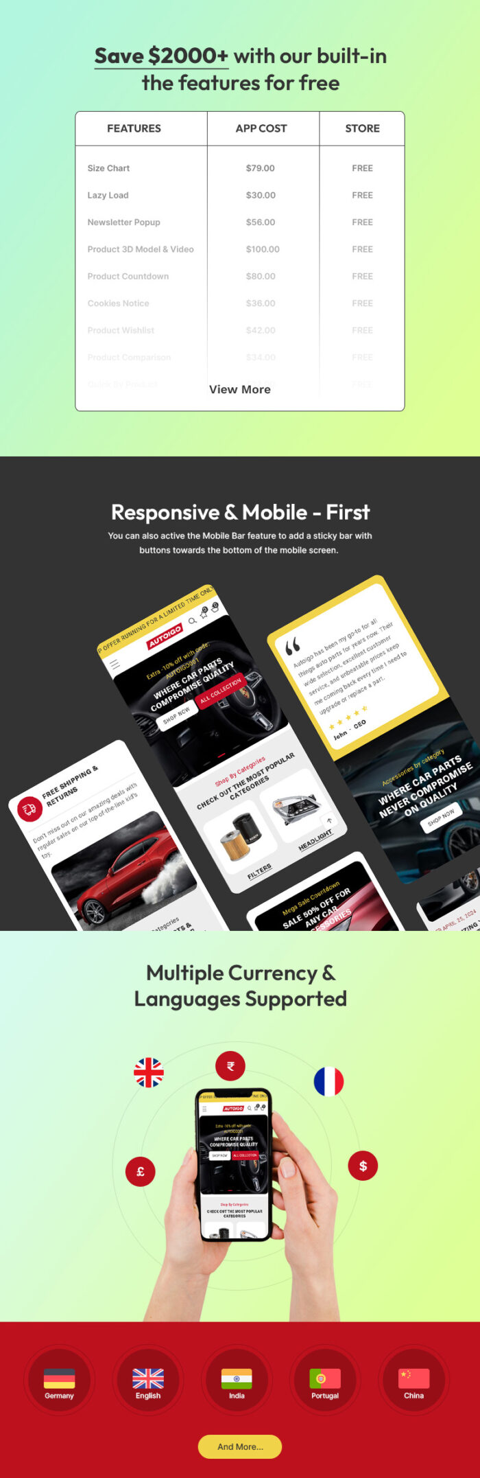 Autoigo - Alat Otomotif Mobil & Suku Cadang Mobil Serbaguna Shopify 2.0 Tema Responsif - Fitur Gambar 2