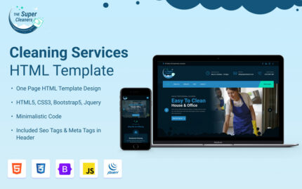 Super Cleaners - Template Situs Web Satu Halaman HTML Responsif Serbaguna - Fitur Gambar 1