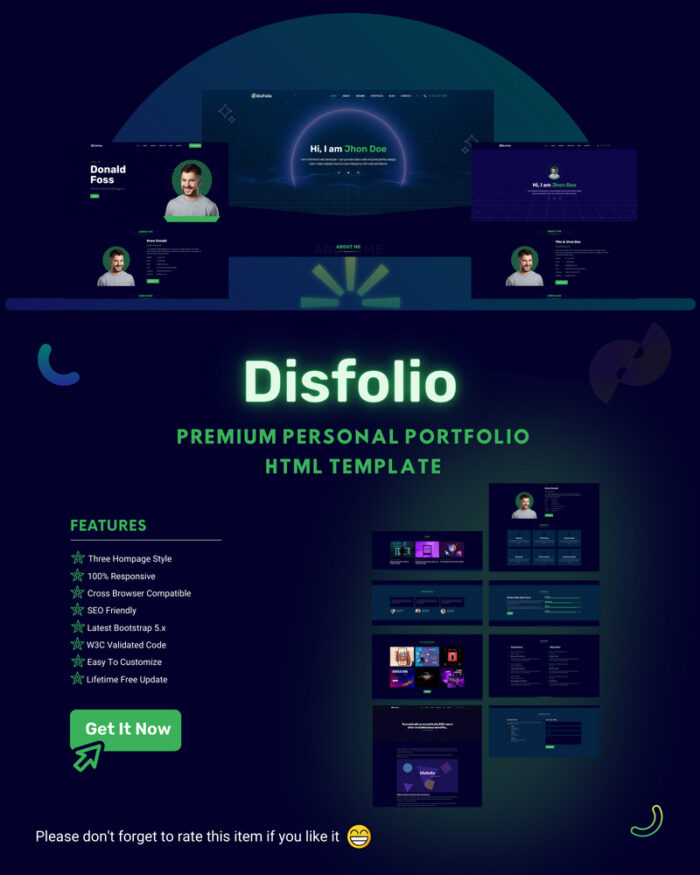 Disfolio - Template HTML Portofolio Pribadi - Fitur Gambar 1