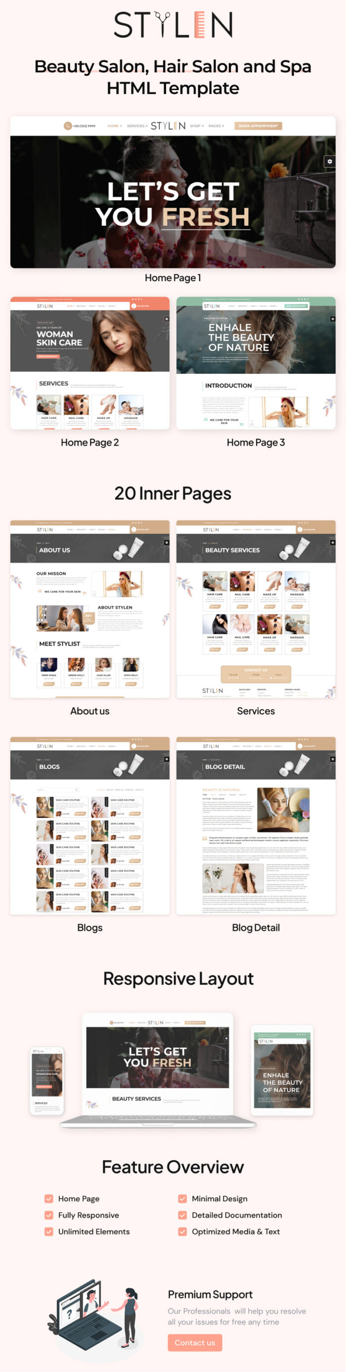 Stylen – Template HTML Salon Kecantikan, Salon Rambut dan Spa - Fitur Gambar 1