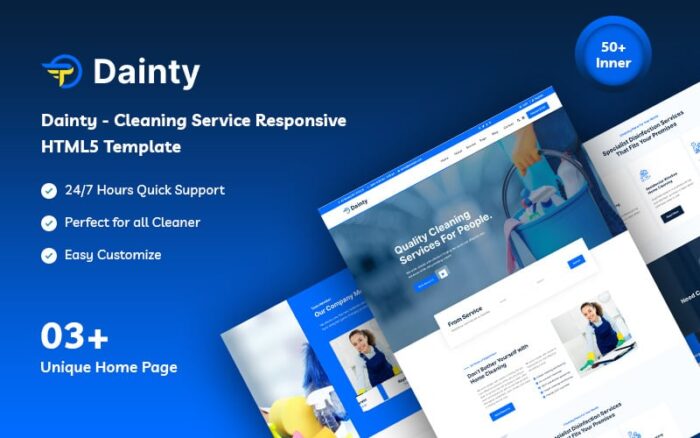 Dainty – Template Situs Web Responsif Layanan Kebersihan