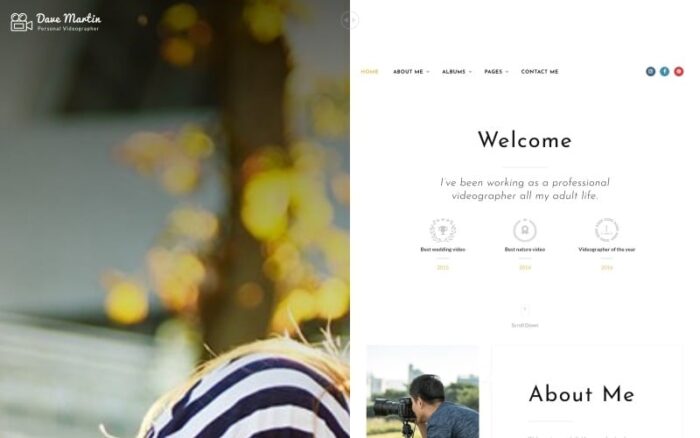 Dave Martin - Template Situs Web HTML5 Responsif untuk Videografer