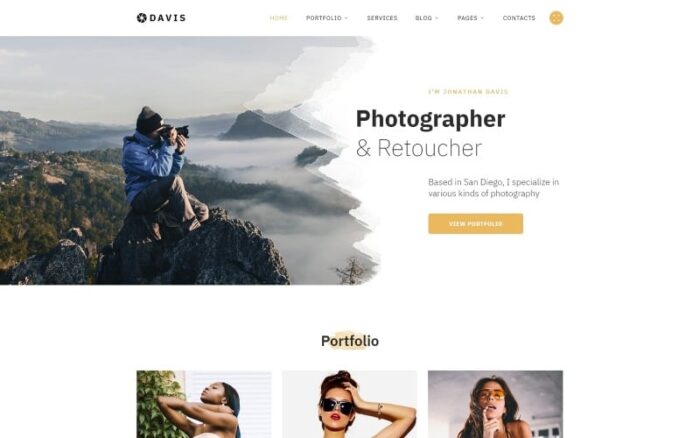 Davis - Template Situs Web HTML5 Multihalaman Portofolio Fotografer