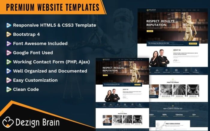 Pengacara keadilan DB - Template Halaman Arahan Bootstrap