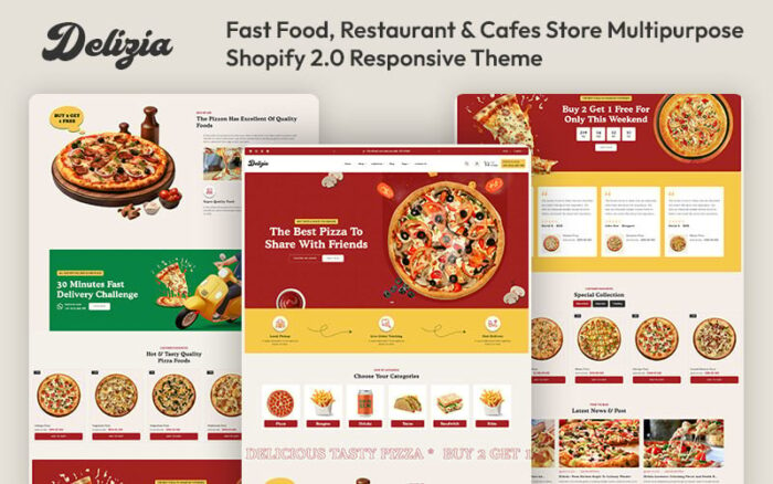 Delizia - Toko Makanan Cepat Saji, Restoran & Kafe Tema Responsif Shopify 2.0 Serbaguna