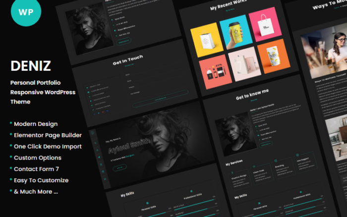 Deniz – Tema WordPress Portofolio Pribadi