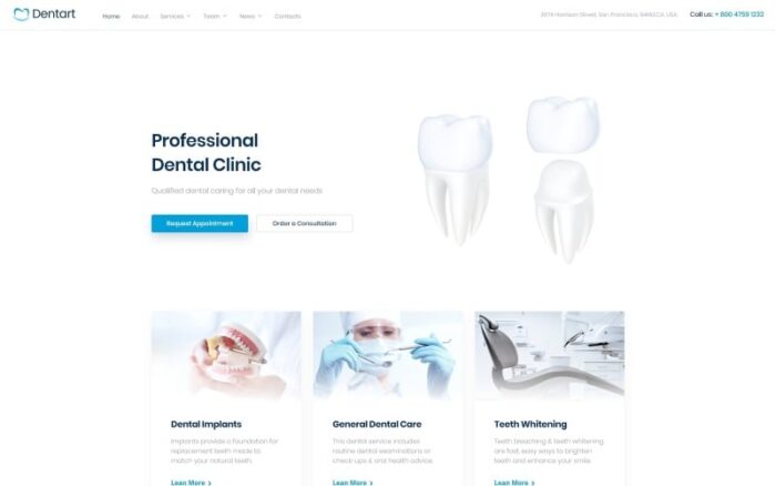 Dentart - Template Situs Web Layanan Gigi