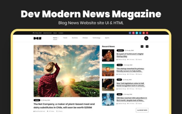 Templat Situs Web Blog Majalah Berita Modern Dev