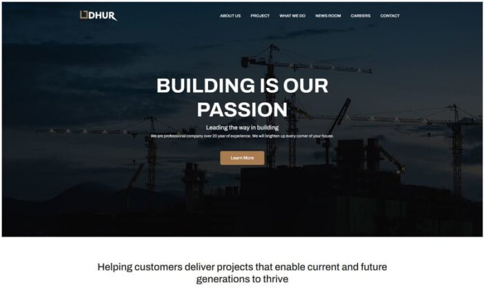 Dhur | Template Situs Web Perusahaan Konstruksi