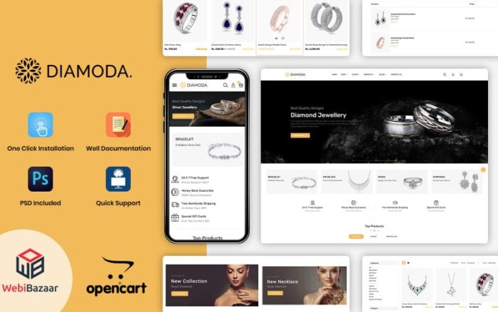 DIAMODA - Template OpenCart Toko Perhiasan Responsif