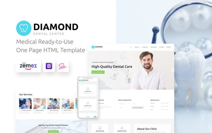 Diamond - Templat Halaman Arahan Bootstrap 5 HTML Bersih Kedokteran Gigi