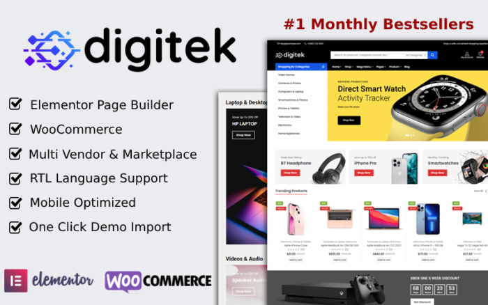 Digitek - Tema WooCommerce Elektronik Elementor