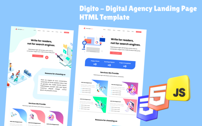 Digito - Digital Agency Landing Page HTML Template