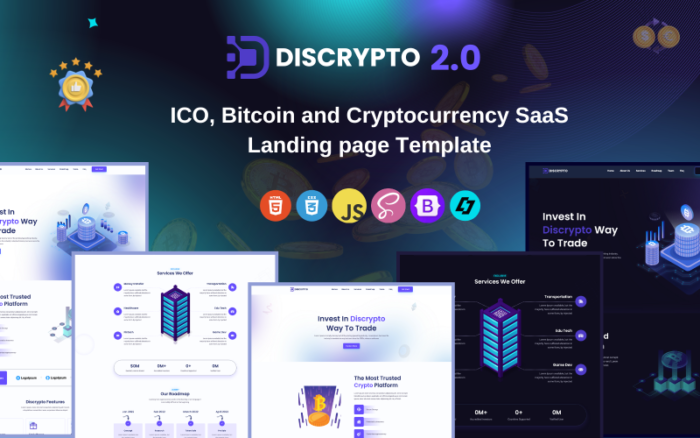 Discrypto - Template Halaman Arahan SaaS Bitcoin dan Mata Uang Kripto ICO, IDO, IGO, INO