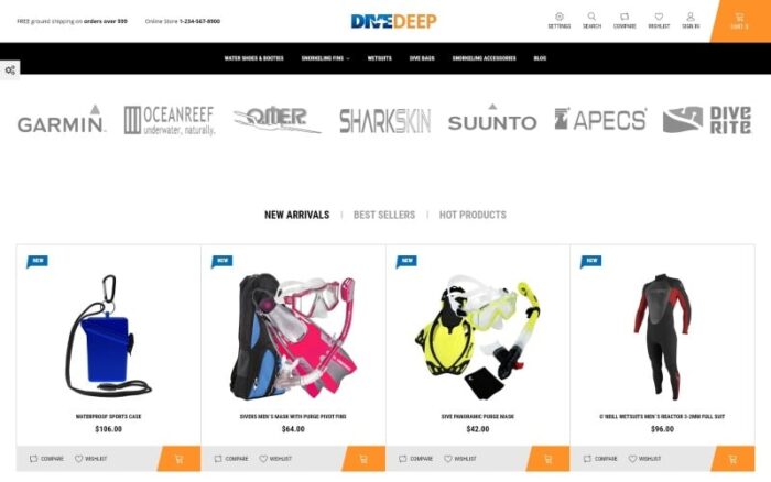 DiveDeep - Tema PrestaShop Peralatan Snorkeling