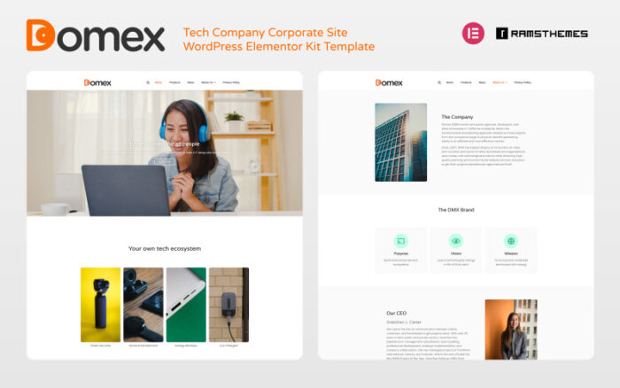 DOMEX - Kit Elementor WordPress Perusahaan Teknologi