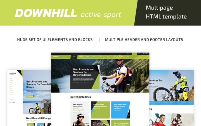 DownHill - Template Situs Web HTML5 Multihalaman Olahraga Aktif