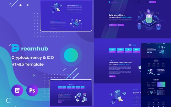 Templat HTML5 Kripto dan ICO DreamHub