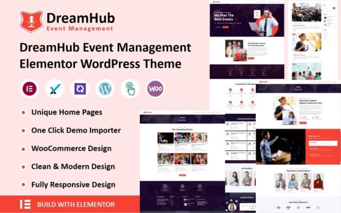 DreamHub - Tema WordPress Elementor Manajemen Acara