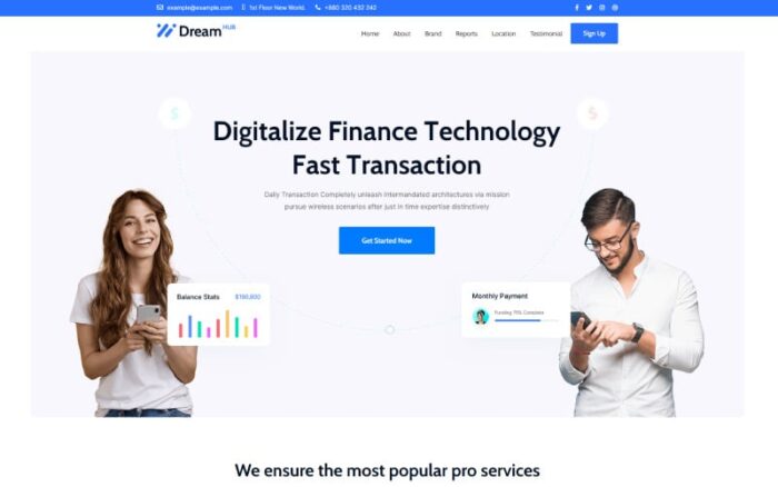 DreamHub - Tema WordPress Pendaratan Fintech