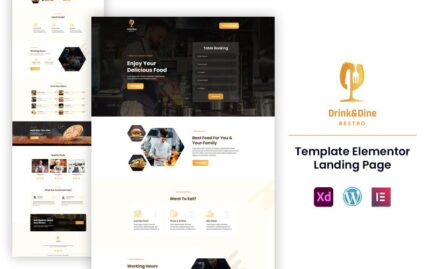 Drink&Dine Restro - Restaurant Services Elementor Template