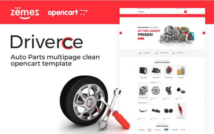 Driverce - Template OpenCart Multihalaman Suku Cadang Mobil yang Bersih