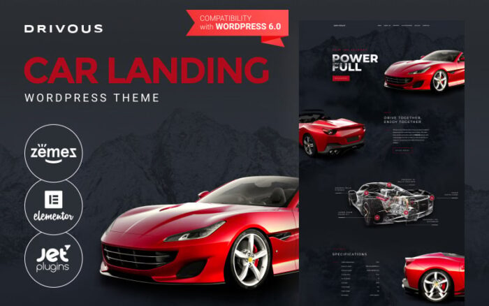 Drivous - Car Landing Responsive  WordPress Elementor Theme