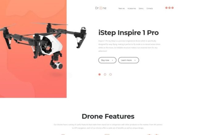 Drone - Template Halaman Arahan Bootstrap HTML Bersih Elektronik