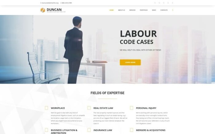 Duncan - Tema WordPress Responsif Perusahaan Pengacara