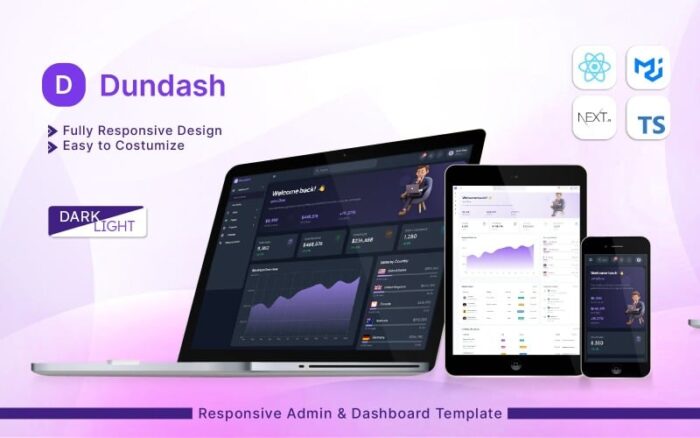 Dundash - Dasbor React Modern dengan Next.js dan MUI