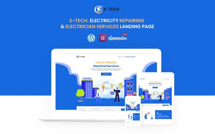 Layanan Listrik E-Tech - Template Elementor Siap Pakai