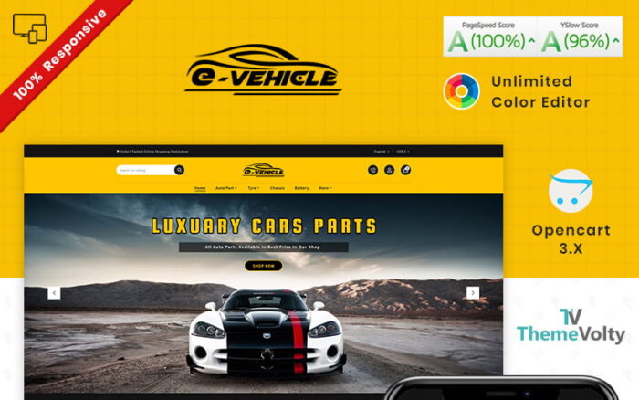 Template OpenCart Toko Alat Suku Cadang Mobil E Vehicle