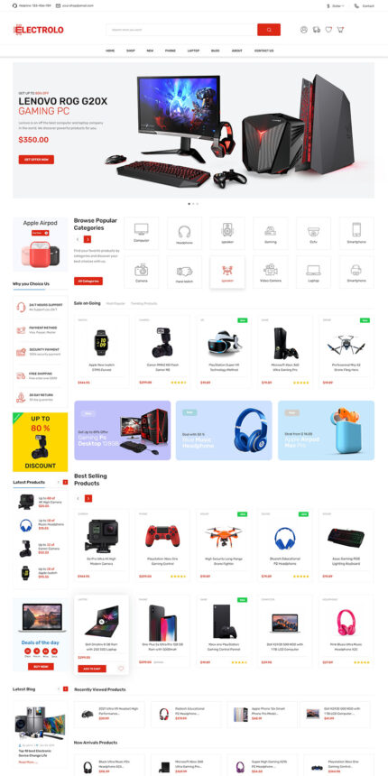 Electrolo - Template Situs Web E-dagang Elektronik - Fitur Gambar 1