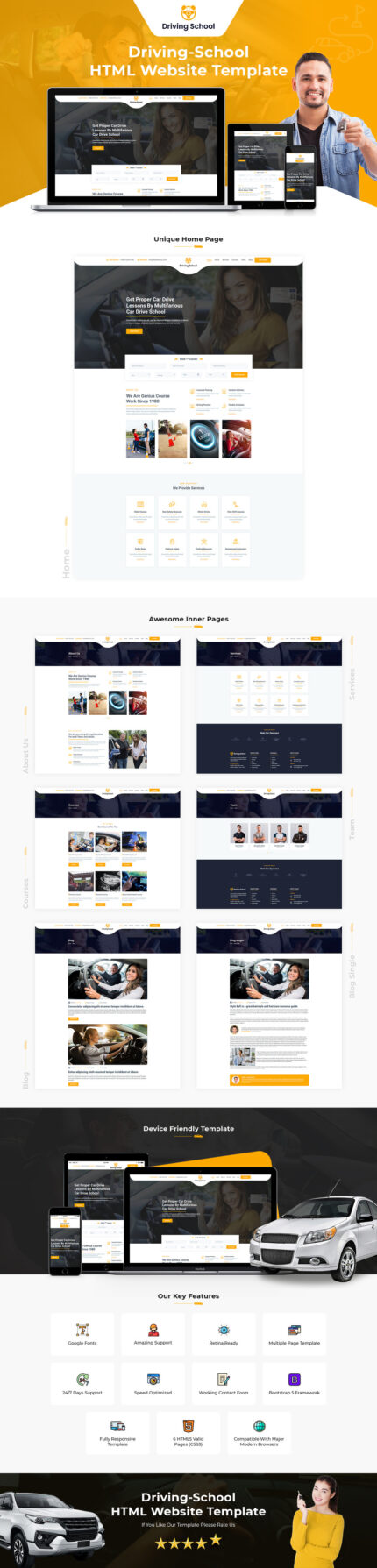 Template Situs Web HTML Sekolah Mengemudi - Fitur Gambar 1