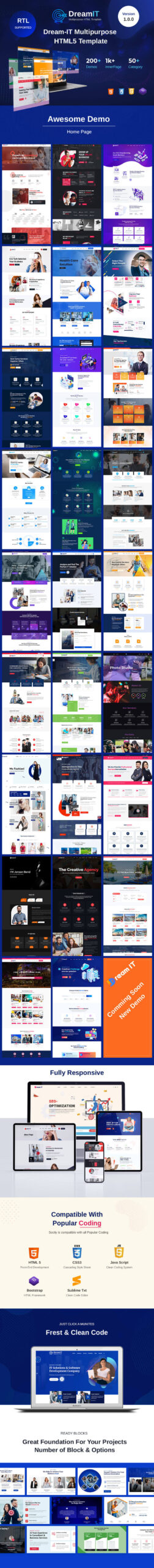 Dream-IT Template Situs Web HTML5 Serbaguna Terbesar - Fitur Gambar 1