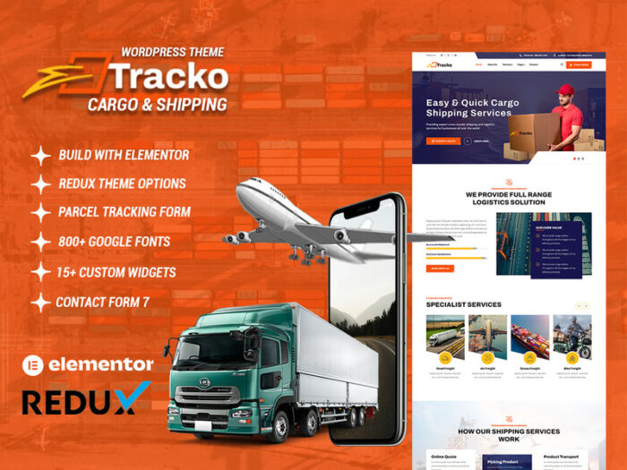 Tracko - Tema WordPress Kargo dan Pengiriman - Fitur Gambar 1