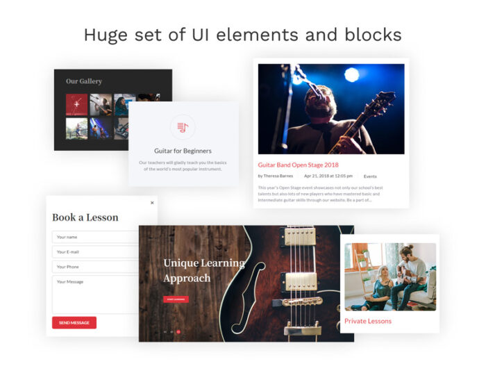 Template Halaman Arahan HTML5 untuk Gitar Band - Sekolah Musik - Fitur Gambar 3