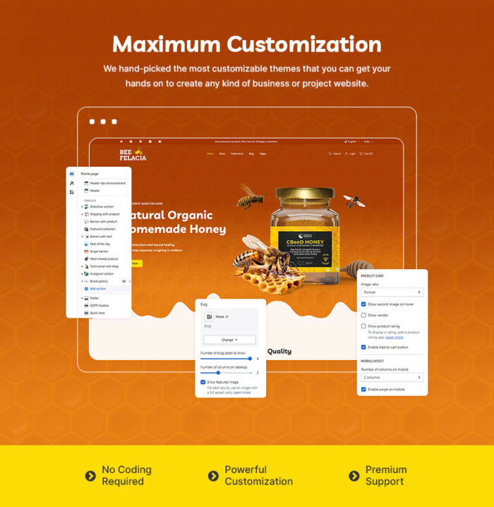 Beefelacia - Toko Makanan Organik & Madu Tema Responsif Shopify 2.0 Serbaguna - Fitur Gambar 2