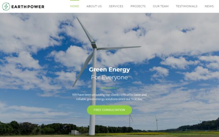 EarthPower - Template Halaman Arahan HTML5 Energi Hijau