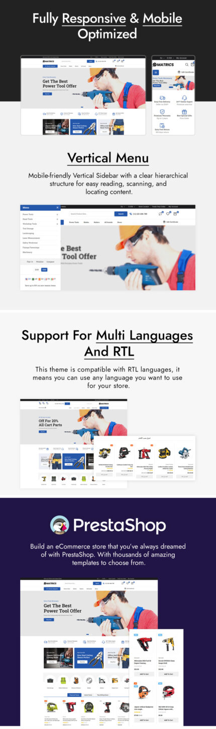 Matrics - Perkakas dan Peralatan Listrik Tema PrestaShop - Fitur Gambar 1