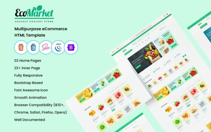 Ecomarket - Template HTML eCommerce Toko Makanan & Organik