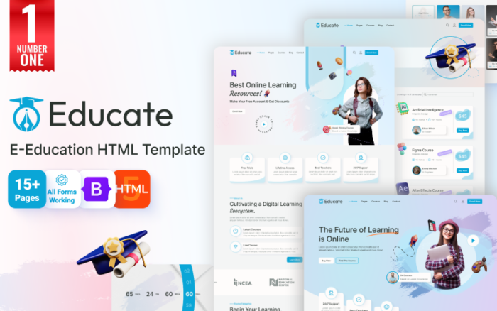 Educate - Template Situs Web HTML Pendidikan & Kursus Online