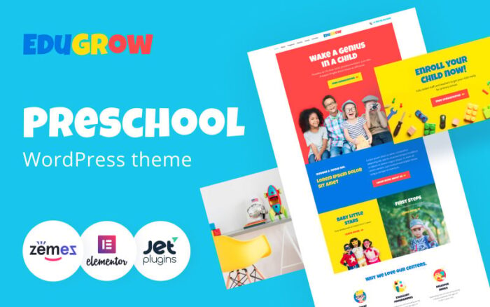 Edugrow - Tema WordPress Prasekolah dengan Tema WordPress Desain Vivid