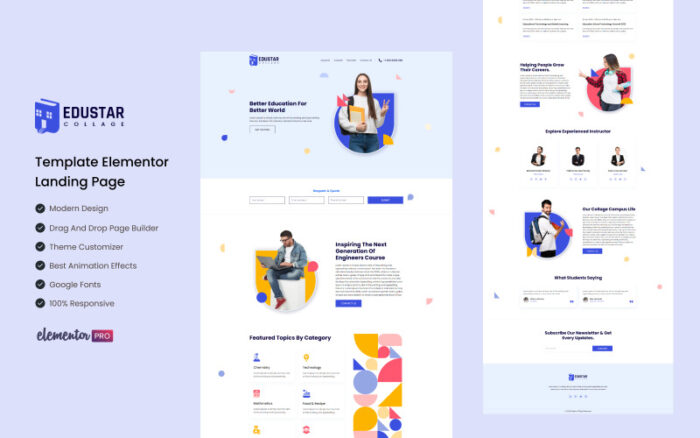 Edustar - Template Elementor Siap Pakai untuk Sekolah, Kolase, dan Pendidikan Universitas