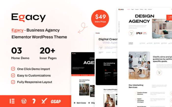 Egacy - Agency Portfolio Elementor WordPress Theme