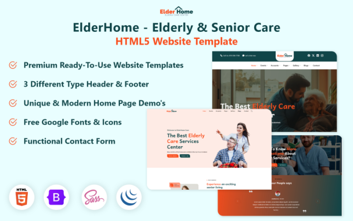 ElderHome - Template HTML5 untuk Situs Web Perawatan Lansia & Lansia